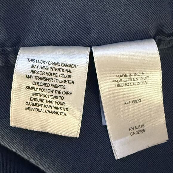 Lucky Brand Snap Front Western Utility Shirt Blue Long Sleeve Mens Size XL - Picture 10 of 13